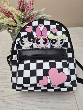 The Powerpuff Girls Checkerboard Mini Backpack with Pink Hearts New